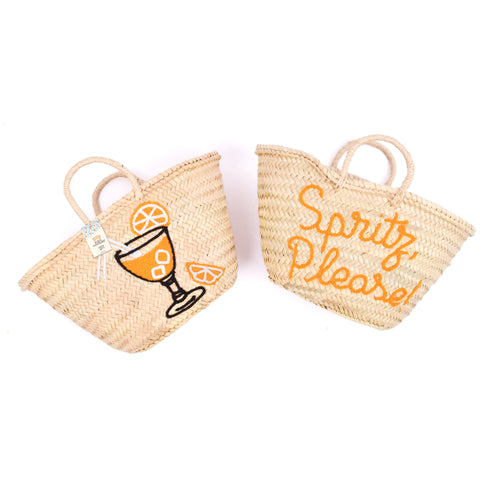 customizable Spritz, Please! summer tote bag for the beach orange cocktail embroided cup glass design