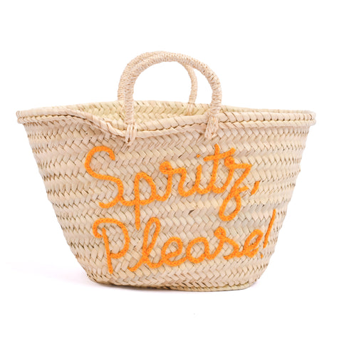 customizable Spritz, Please! summer tote bag for the beach orange cocktail embroided cup glass design