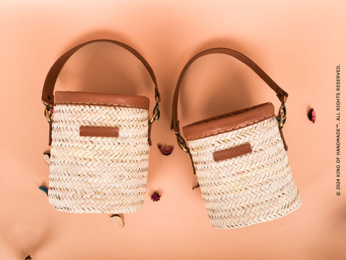 Stylish Women's Straw Bucket Bag | Handmade Womens Handbag