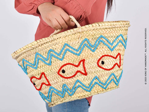 Summer Bag With Fish Motif - Unique Beach Tote