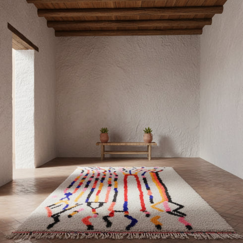 Artistic Vibrancy - Handmade Azilal Moroccan Wool Rug