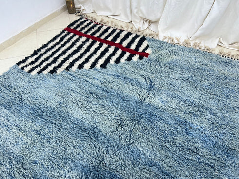 Turquoise Handmade Berber Moroccan Rug - Custom Beni Ourain Rug