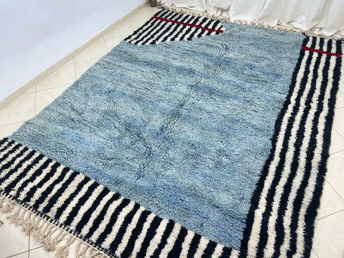 Turquoise Handmade Berber Moroccan Rug - Custom Beni Ourain Rug
