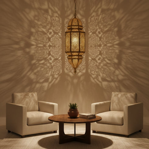 Handmade Moroccan Brass Pendant Lamp Bohemian Riad Lantern (pl-2023)