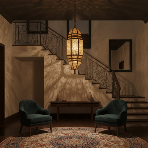 Handmade Moroccan Brass Pendant Lamp Bohemian Riad Lantern (pl-2023)