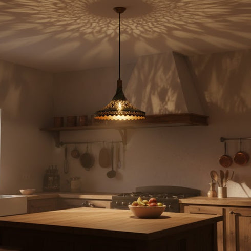 Handmade Brass Dome Pendant Light- Green Moroccan Lamp (pl-2027)