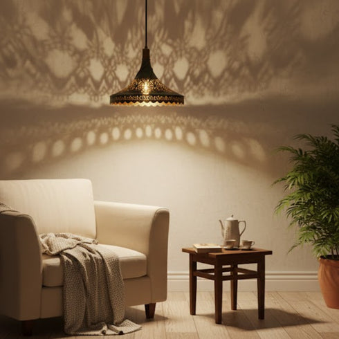 Handmade Brass Dome Pendant Light- Green Moroccan Lamp (pl-2027)