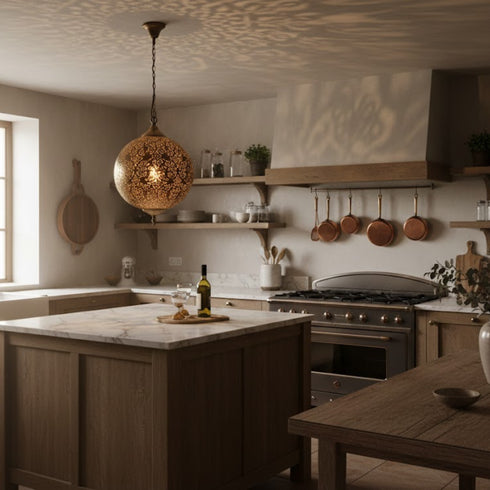 Moroccan Brass Ceiling Light – Vintage Handmade Lamp (pl-2029)