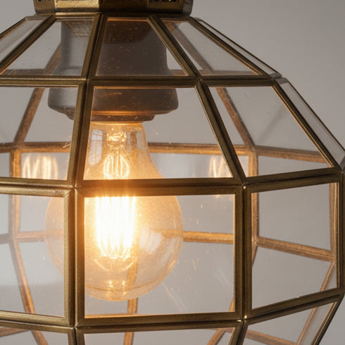 Handmade Glass & Brass Pendant - Geometric Ceiling Light