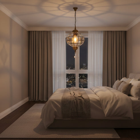 Handmade Glass & Brass Pendant - Geometric Ceiling Light