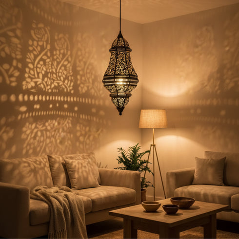 Handcrafted Moroccan Lantern - Floral Cutwork Hanging Lamp