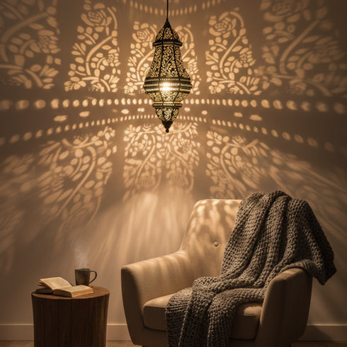 Handcrafted Moroccan Lantern - Floral Cutwork Hanging Lamp