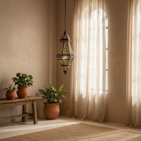 Handcrafted Moroccan Lantern - Floral Cutwork Hanging Lamp