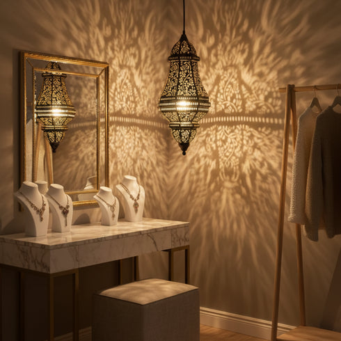 Handcrafted Moroccan Lantern - Floral Cutwork Hanging Lamp