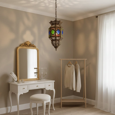 Handmade Brass Lantern - Vintage Mosaic Ceiling Light