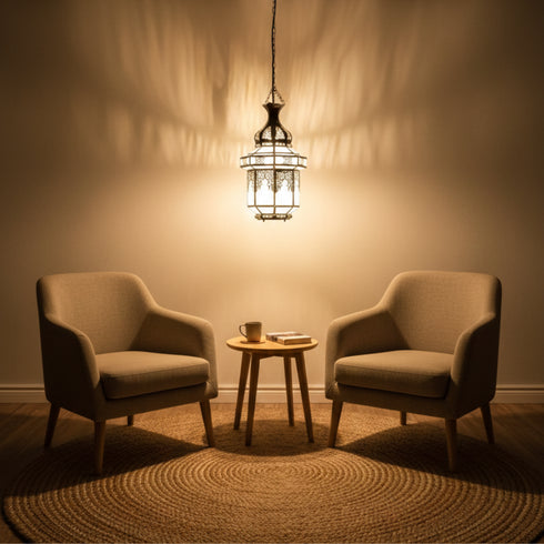 Handcrafted Moroccan Glass Ceiling Lamp - Elegant Pendant