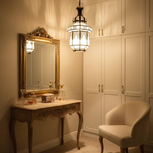 Handcrafted Moroccan Glass Ceiling Lamp - Elegant Pendant