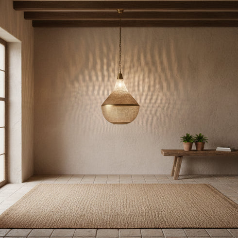 Moroccan Brass Pendant Light - Handcrafted Decoration