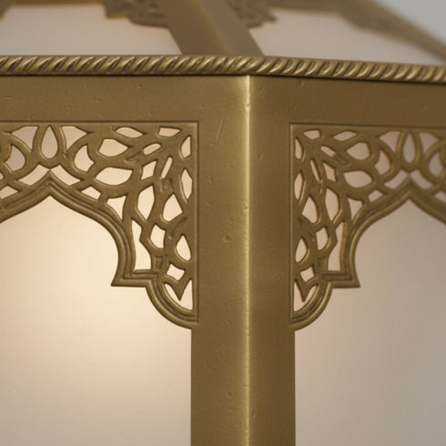 Handmade Moroccan Brass Lamp, Milky Glass Boho Lighting (pl-2021)