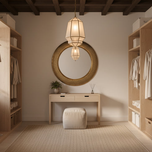 Handmade Moroccan Brass Lamp with Milky Glass - Home Decor (pl-2020)