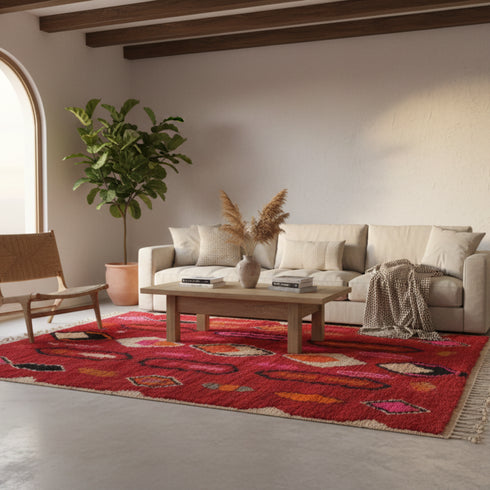 Handmade Moroccan Boujaad Wool Rug - Custom Berber Home Decor