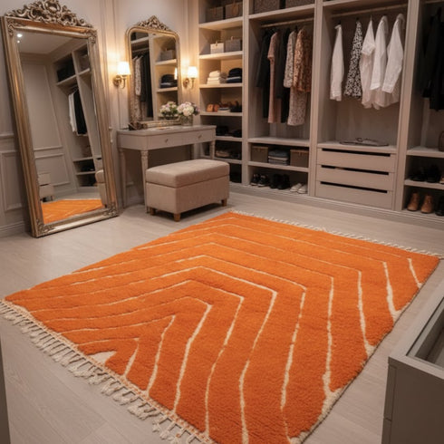 Large Orange Moroccan - Handmade Berber Custom Rug