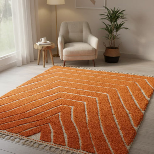 Large Orange Moroccan - Handmade Berber Custom Rug