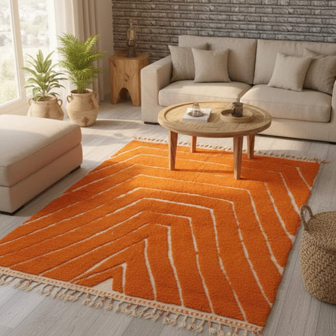 Large Orange Moroccan - Handmade Berber Custom Rug
