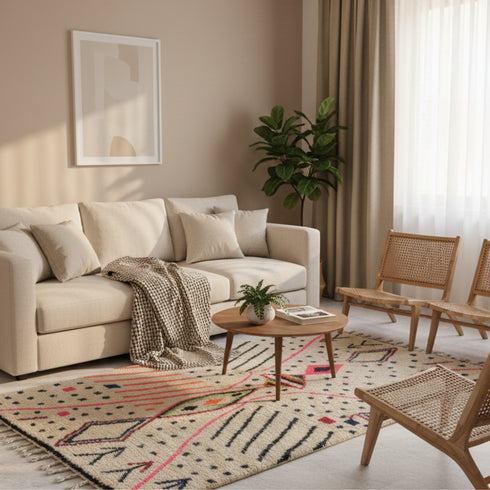 Vibrant Moroccan Rug - Handmade Neon Tribal Rug