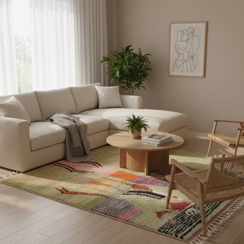 Light Green Boujaad Berber Rug - Modern Moroccan Carpet