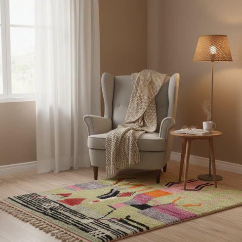 Light Green Boujaad Berber Rug - Modern Moroccan Carpet