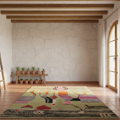 Light Green Boujaad Berber Rug - Modern Moroccan Carpet