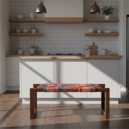 Multi Color Bench Chair - Beautiful Artisan Wooden Decor