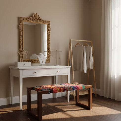 Multi Color Bench Chair - Beautiful Artisan Wooden Decor