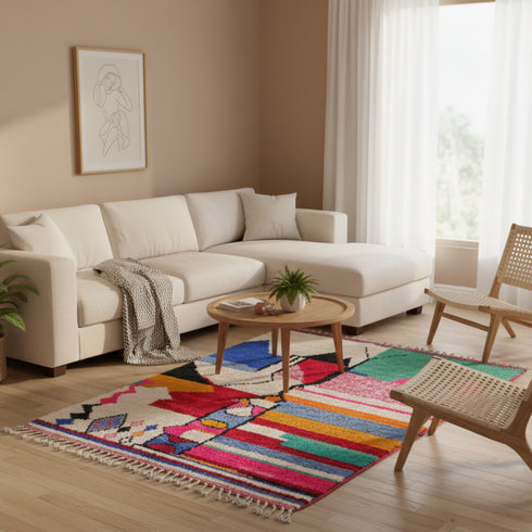 Amazing Colorful Moroccan Rug: Custom Handmade Carpet