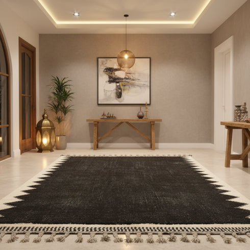 Black Beni Ourain Rug - Handmade Wool Berber Rug