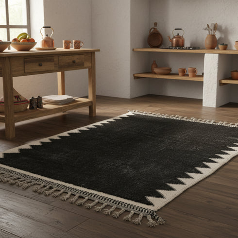 Black Beni Ourain Rug - Handmade Wool Berber Rug