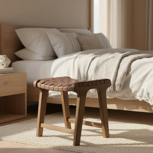 Handcrafted Moroccan Leather Chair & Footstool - Dark Brown