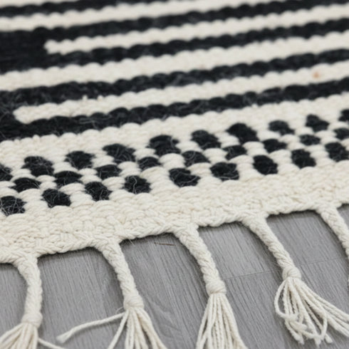 Handmade Moroccan Wool Rug - Black and White Berber Carpet