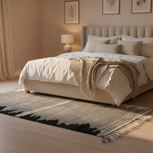 Handmade Moroccan Wool Rug - Black and White Berber Carpet