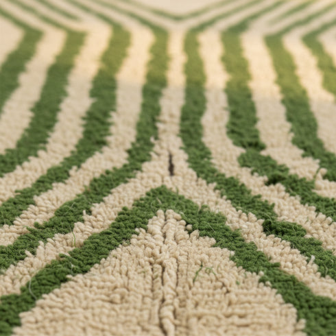 Green Striped Moroccan Rug – Modern Handmade Carpet