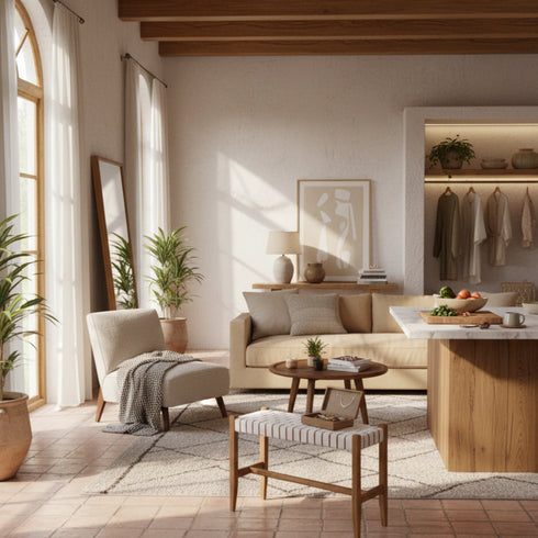 Handmade Woven Leather Bench - Entryway or Bedroom Bench