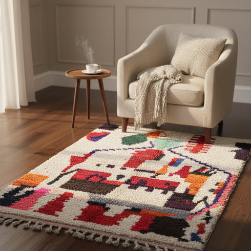 Steel Red Boujaad Rug - Custom Handwoven Moroccan Rug