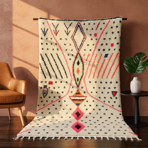 Vibrant Moroccan Rug - Handmade Neon Tribal Rug