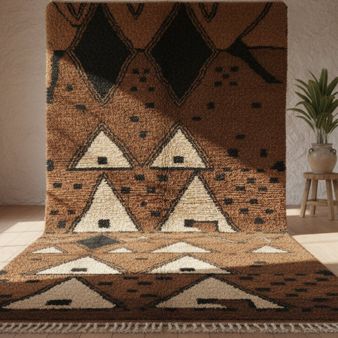 Vintage Moroccan Rug - Brown and Black Tribal Design
