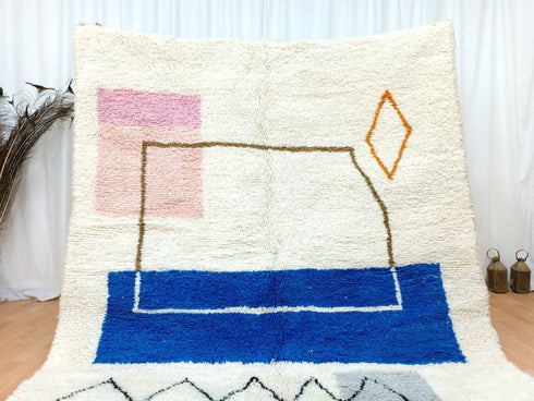 White Wool Moroccan Berber Rug - Handmade & Customizable