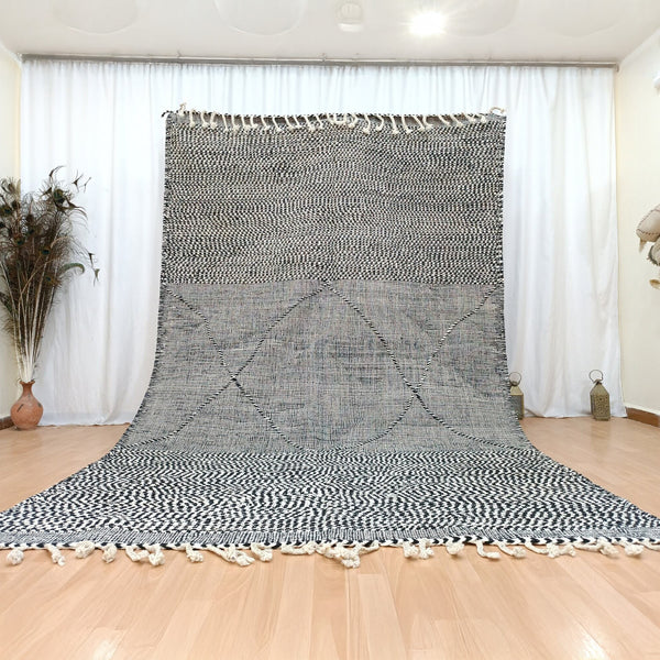 Beni Ourain Rug – Gray Abstract Wool Rug