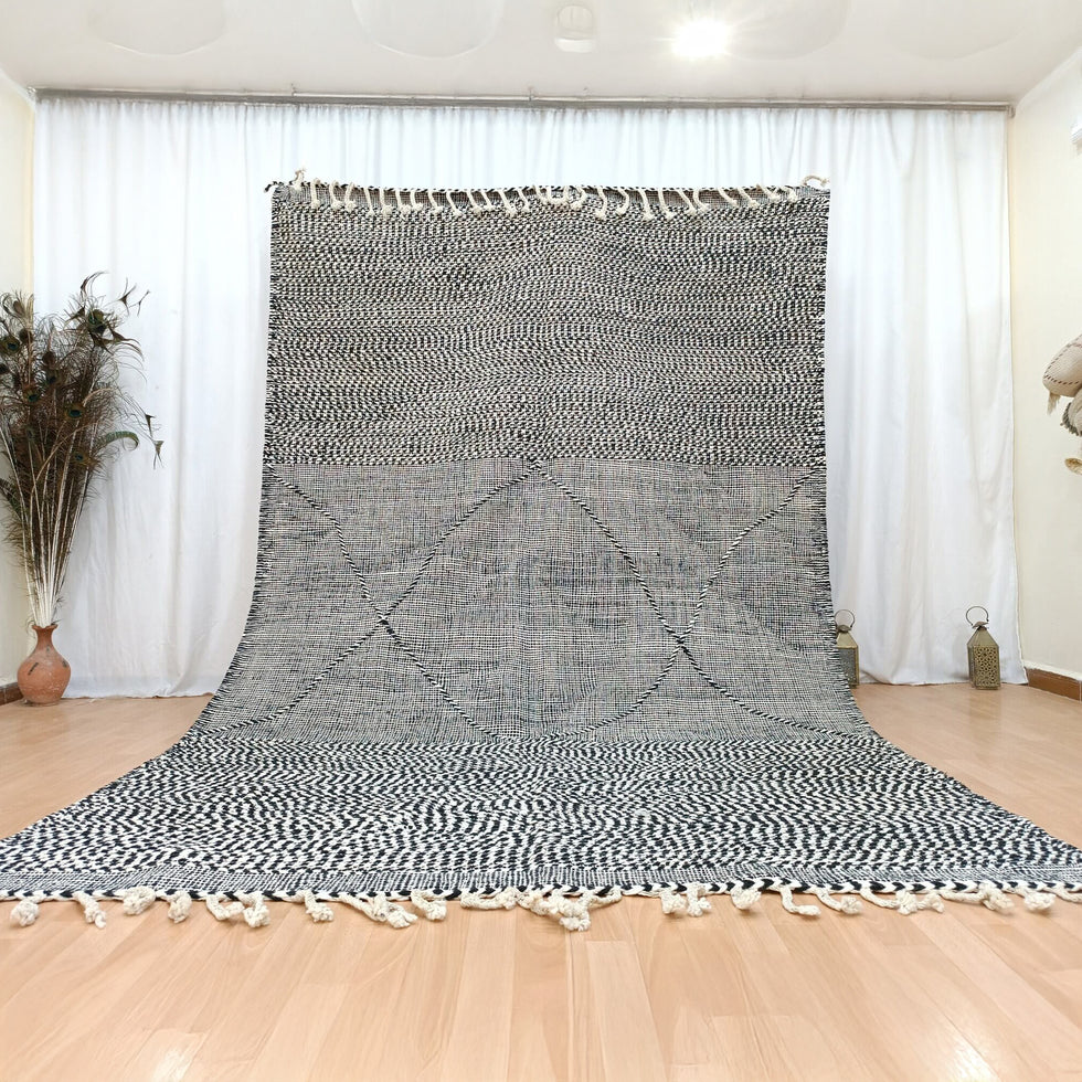 Beni Ourain Rug – Gray Abstract Wool Rug