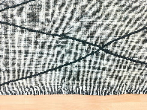 White & Black Moroccan Beni Ouarain Wool Rug | Handmade