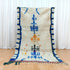 White and Blue Handmade Moroccan Berber Rug - Vintage Boho